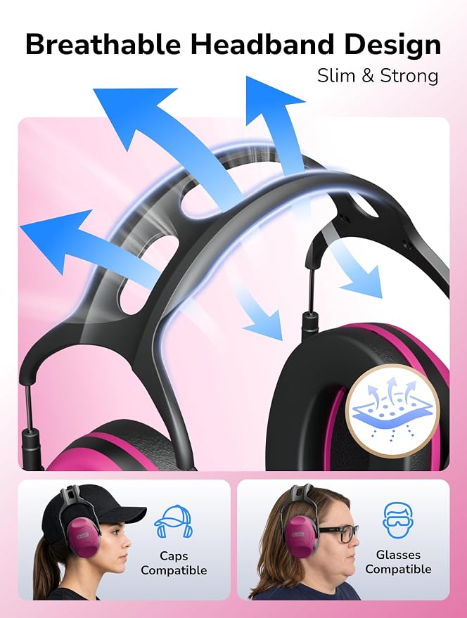 Dr.meter Hearing Protection Ear Muffs, Ear Protection for Adults Kids 34dB | NRR28dB Noise Cancelling Headphones for Range, Mowing, Woodworking, Noise Reduction Earmuffs for Concerts, Kids Autism - Image 4