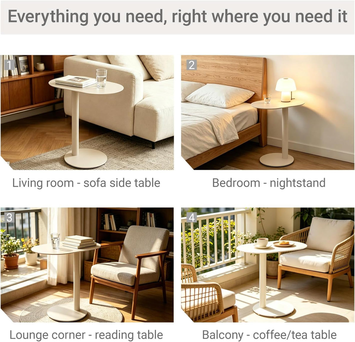 Modern C-Shaped End Table, Small Metal Side Table for Sofa Couch Bed Snack Tray Tables for Living Room Bedroom - Image 5