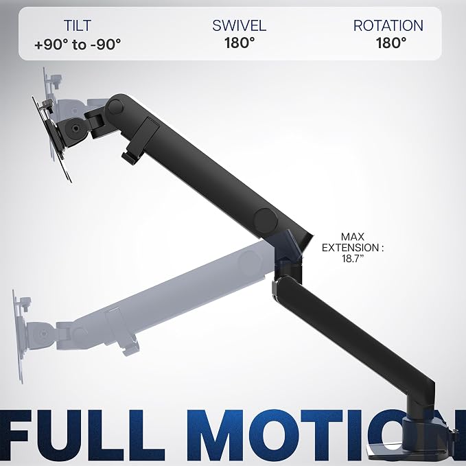VIVO Premium Aluminum Full Motion Single Ultrawide Monitor Desk Mount Stand with Lift Engine Arm, Fits Screens up to 40 inches, STAND-V101BB - Image 9