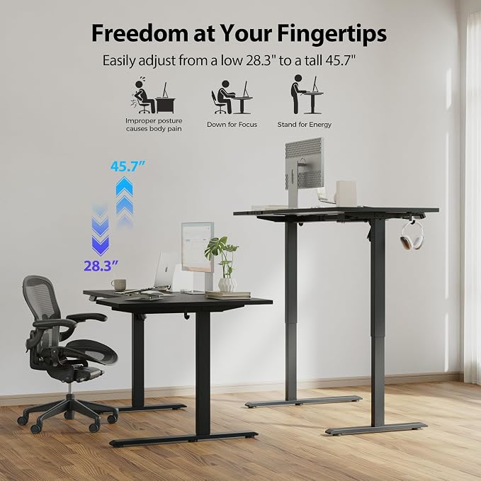 Agilestic 55 x 32 Inch Corner L Shaped Electric Standing Desk, Black | Electric Height Adjustable, L-shape Workspace, Sturdy Steel Frame, Memory Preset, Hooks, 154 lbs, Easy Assembly, Splice Board - Image 6