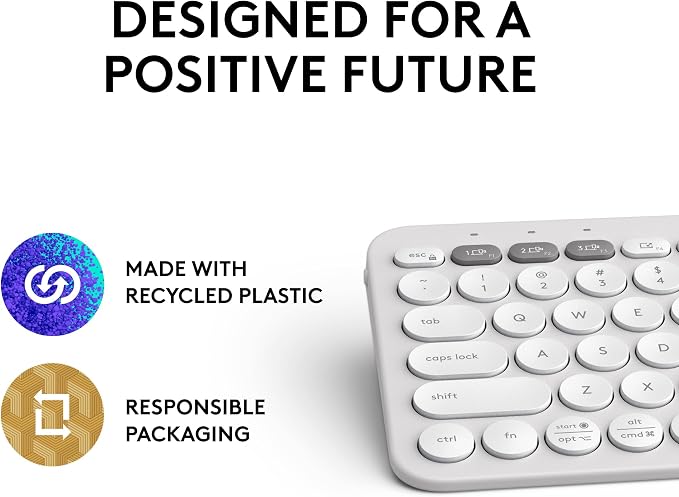 Logitech Pebble Keys 2 K380s Keyboard, Bluetooth, Wireless - Tonal White | Multi-device connectivity, customizable shortcuts, slim and portable, easy-switch for macOS, iPadOS, Android, Chrome OS - Image 11