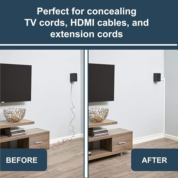 Legrand Wiremold Cordmate II 128 Inch 20 Piece Cord Cover Kit White | Cord Hider, On Wall, Self Adhesive, Hide up to 3 Cords, Cut to Size, Customizable, Cable Concealer, Sustainable Packaging - Image 6