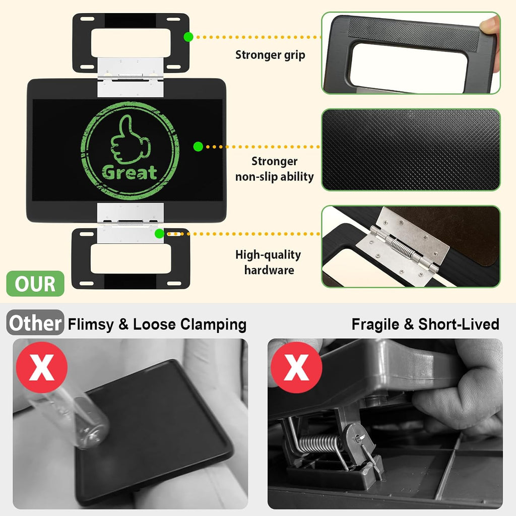 Couch Arm Tray Table Sofa Arm Clip Table, Armrest Tray Table Suitable for Home Drinks/Fast Food/Fruit Etc, Large Size Multi-Function Black - Image 3