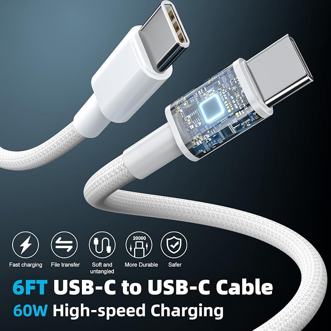FONKEN for iPhone 17 16 15 Charger Fast Charging (4-Pack) 20W | Dual Port USB C Wall Charger Block with 6FT Type C Charging Cable for iPhone 17 16 Pro Max/Plus/Pro Max/iPad/Android Phone - Image 5