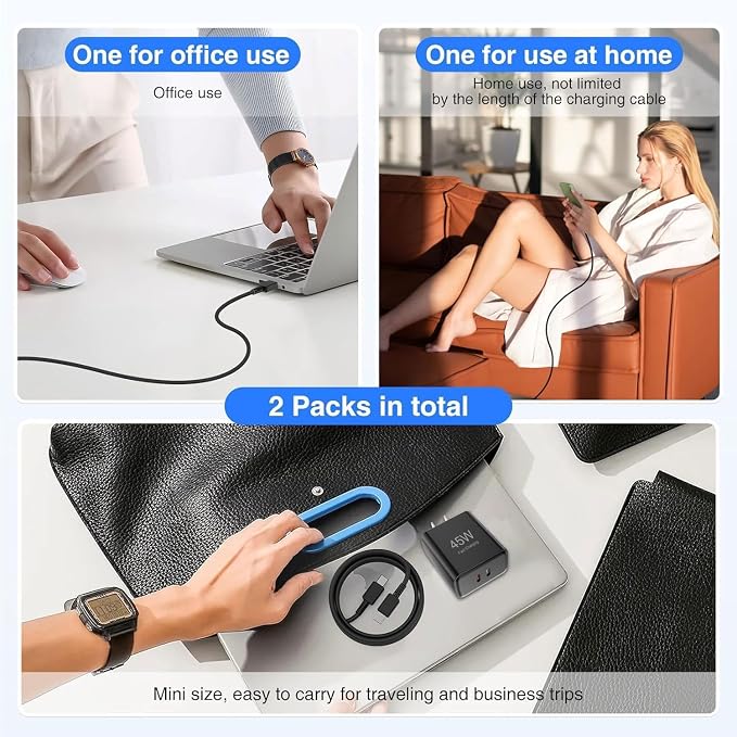 45W Super Fast Charger Type C, 2 Pack 35W+10W USB C Charging Block | With 4FT+6FT Type C Cables Works for S amsung G alaxy S25 S24+/UltraS23/S22/S21/S20/Note10/20 i Phone 17/16/15 USB C Charger - Image 7