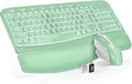 Wireless Keyboard and Mouse Combo, Ergonomic Wave with Wrist Rest | Rechargeable, Backlit Keys, Full Size, 2.4GHz USB Wireless, Leather Finish, MA12Pro Quiet Set for Windows, Mac, PC, Laptop by SABLUTE