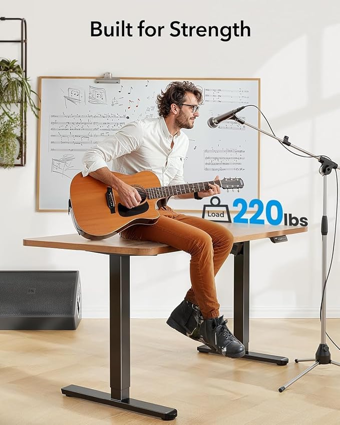 HUANUO Standing Desk Frame with Brushless Motor for Max 75 x 35 inch Tops | 220lbs capacity,4 preset heights,28.3"-46.5" Height Range,Stable Steel Legs,quiet lift,Cable Tray & Dual Hooks,black finish - Image 3