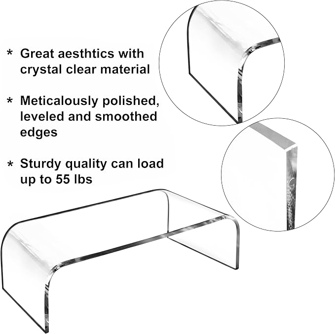AMT 2 Pack Acrylic Laptop Monitor Stand & Computer Riser with Cat Keyboard Protector, Space-Saving Design, Extra Storage, Clear Shelf - Ideal for Monitors, Laptops, Printers, Desktop Decor - Image 7