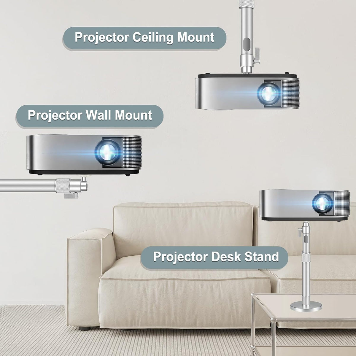 2-Be-Best Universal Projector Ceiling Mount Height Extendable Black 40cm - Image 5