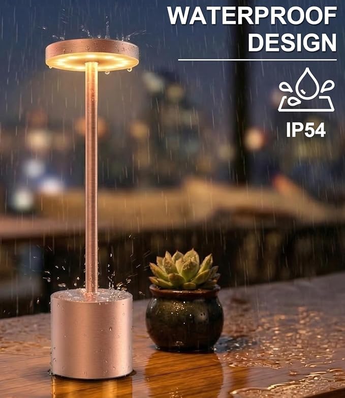Cordless Table Lamps Rechargeable Set of 2, Portable LED Desk Lamp, 5000mAh Battery Powered Wireless Table Light - 3 Color Dimmable Lighting for Restaurant Dining Patio Outdoor Bedroom(Rose Gold) - Image 8