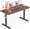 Large Electric Standing Desk, Gaming Desk, 55 x 24 Inch, Walnut | Height Adjustable Computer Desk with Smart Controller, Sit and Stand Up Table for Home, Office, Work, Study, Writing by Zontera