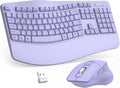 Wireless Keyboard and Mouse Combo, 2.4G Ergonomic Wave Keys(Purple) | Full Size Wave Keyboard with Wrist Rest, 3-Level DPI Adjustable Ergonomic Mouse for Windows and Mac OS Desktop/Laptop/PC by Unknown