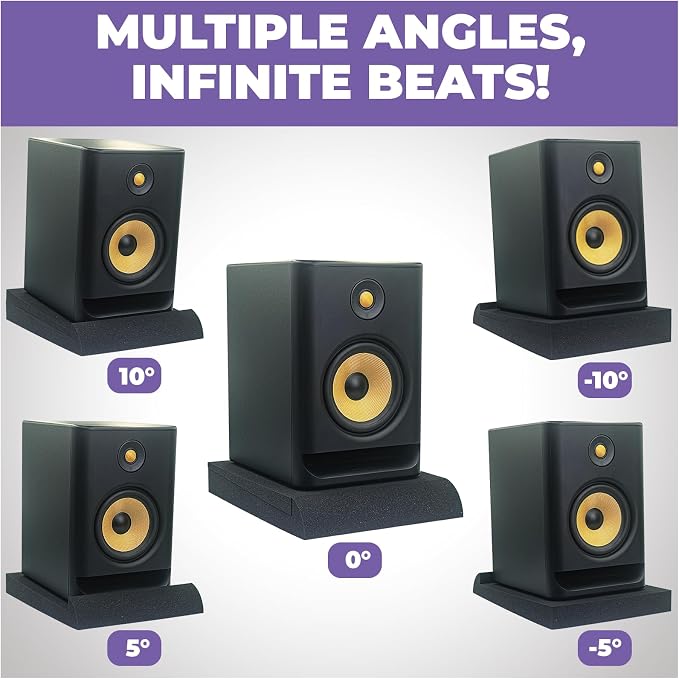 Liquid Stands Studio Monitor Sound Isolation Pads for Speakers 5" High-Density Speaker Foam Pads That Prevents Vibrations Angled Speaker Riser - Acoustic Speakers Isolation Pad for Floor, Desktop - Image 5