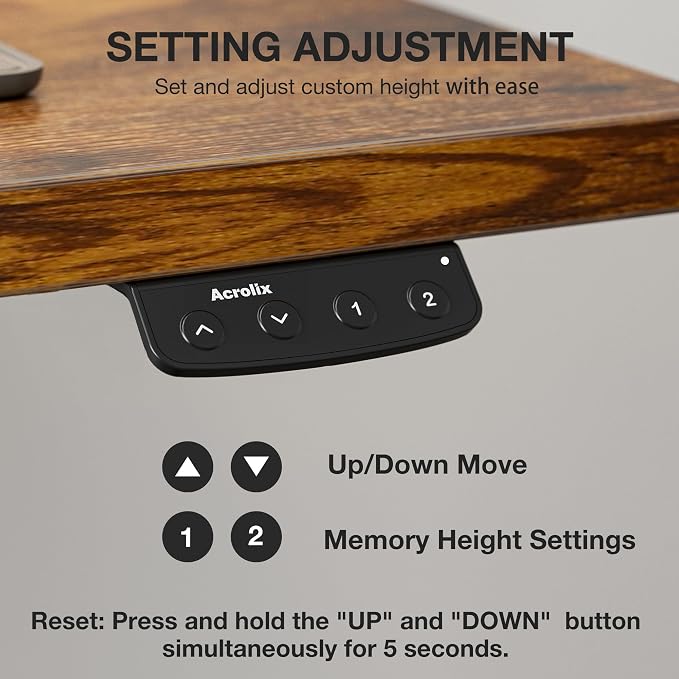 Electric Standing Desk with Cable Management,Rustic Brown Height Adjustable Desk with Memory Presets, Sit Stand Table for Work from Home, Ergonomic Computer Desk,55 x 24 inch - Image 7