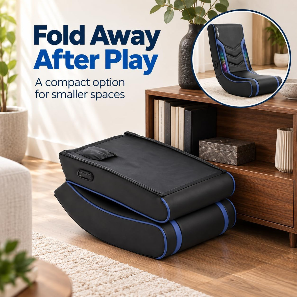 Folding Rocking Gaming Floor Chair No Wheels, Video Game Rocker Chair , - Image 7