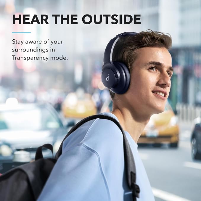Soundcore by Anker Q20i Hybrid Active Noise Cancelling Headphones, Renewed | Over-Ear, Bluetooth, 40H ANC Playtime, Hi-Res, Big Bass, Transparency Mode, Customize via App, Travel, Home, Office - Image 6