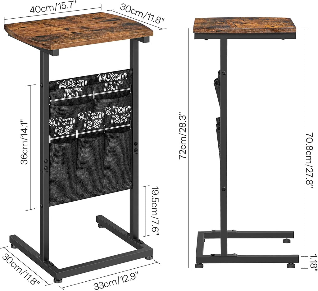 HOOBRO C Shaped End Table, C Shaped Side Table with Storage Bag - Image 3