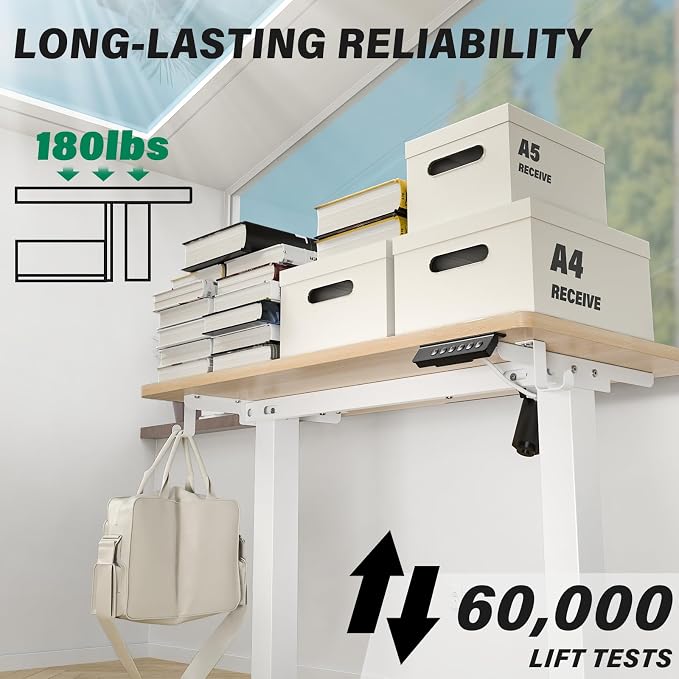 Kingant Standing Desk, 40x24 Inch Electric Height Adjustable Computer Desk | Ergonomic Small Sit Stand Desk Rising Desks for Home Office Stand Up Desk Computer Workstation with Cable Management - Image 4