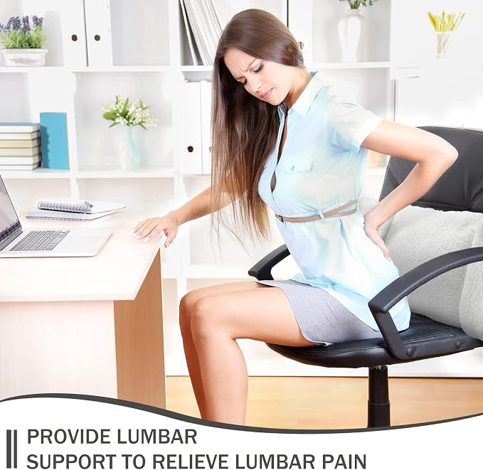 Queekay Fleece Lumbar Support Pillow 3 Section Back Pillow Office Chair for Back Support Comfortable Lumbar Cushion for Car Seat Pain Relief Sofa Rest(White) - Image 4