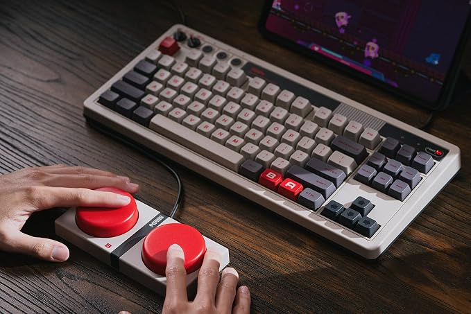 8Bitdo Retro Mechanical Keyboard, Bluetooth/2.4G/USB-C Hot Swappable Gaming Keyboard with 87 Keys, Dual Super Programmable Buttons for Windows and Android - N Edition - Image 5
