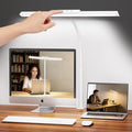 LED Desk Lamp for Office Home, Stepless Dimming Architect Desk Light with DC Adapter, Eye-Caring Desk Lamp with Clamp, 25 Lighting Modes Adjustable 12.8in Flexible Gooseneck for Workbench(White) by Unknown