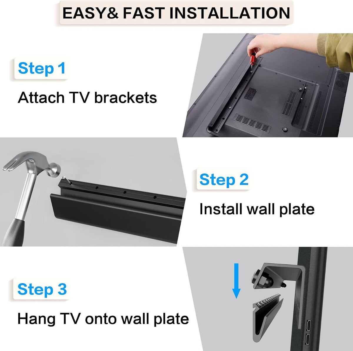 No Stud No Drill TV Wall Mount for 32-75 Inch TVs up to 150 lbs - Image 4