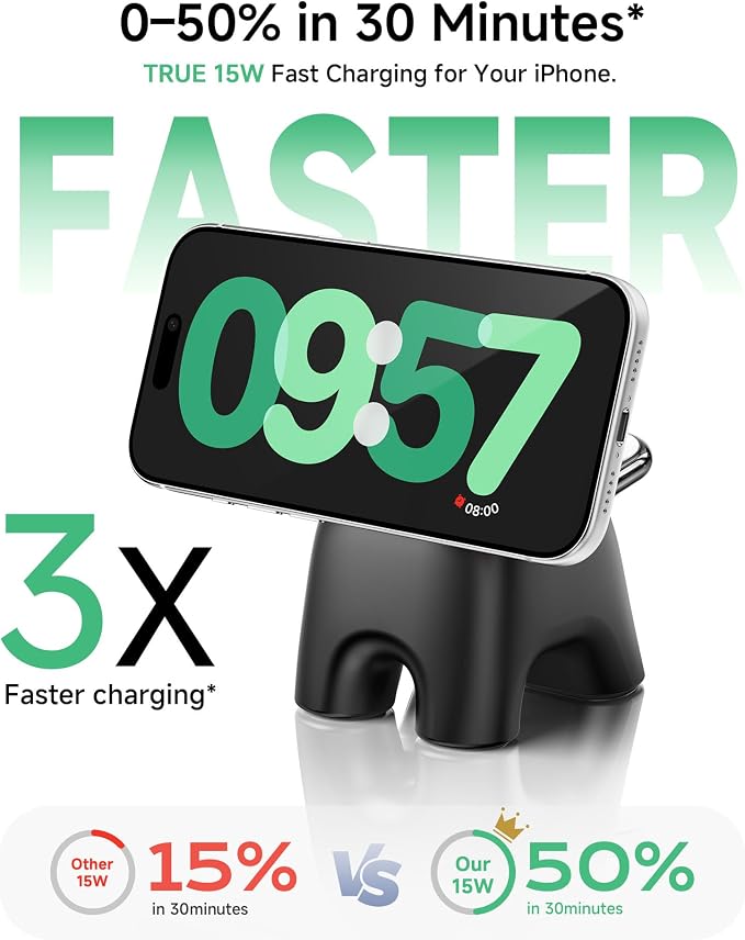 Magnetic Wireless Charging Station, Charger Stand for iPhone Apple Watch | 2026 2 in 1 Foldable Charger Stand 15W for iPhone 17 16 15 14 13 12 Pro Max, 5W for Apple Watch&Airpods, 30W Adapter included - Image 2