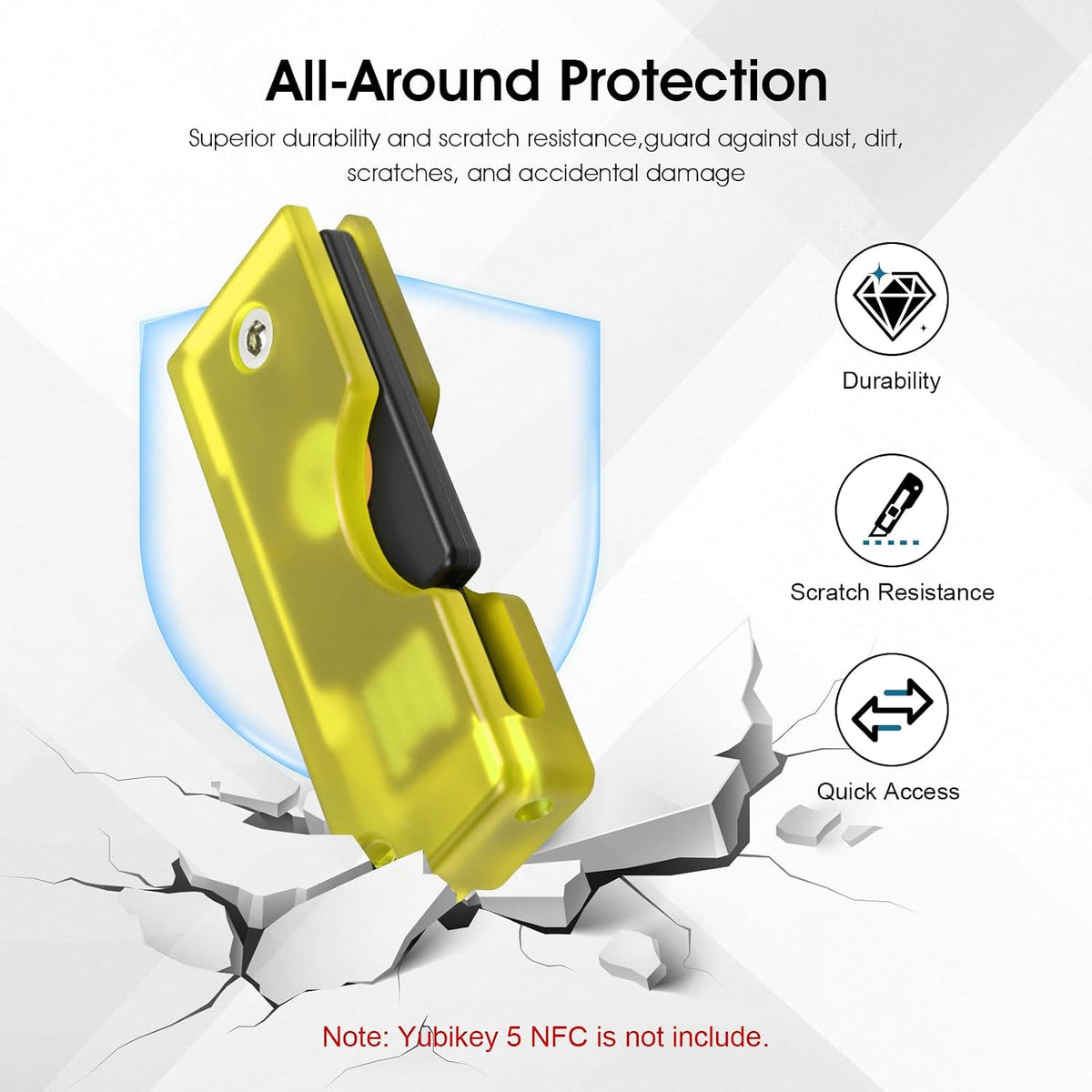 2 Pack PC Flip Holder Keychain Protective Cover Compatible with YubiKey 5 NFC, Hard PC Slide-Open Carrying Case, NFC-Friendly Tap-to-Use Security Key Protector, Lightweight Keychain Cover,Yellow - Image 5