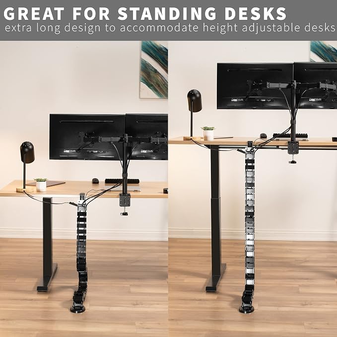 VIVO No Drill Clamp-on Desk Vertebrae Cable Management Kit, Adjustable Quad Entry Flexible Cord Organizer for Home Office, Black, DESK-AC01P-B - Image 6