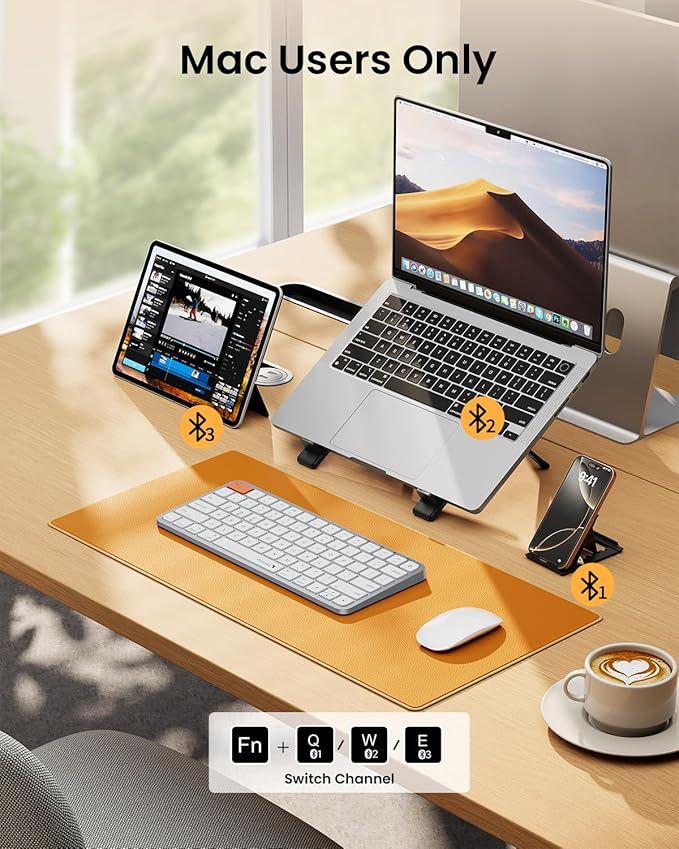 ProtoArc K90-A Backlit Bluetooth Keyboard for Mac/iPad, White Silver | Compact Wireless Mac Keyboard, 78-Key, No Numpad, 3-Level White Led Backlight, Multi-Device, Low-Profile, Rechargeable - Image 5
