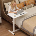 Over the Bed Table with Hidden Wheels,Height Adjustable Bedside Table Tray by BeGyoku