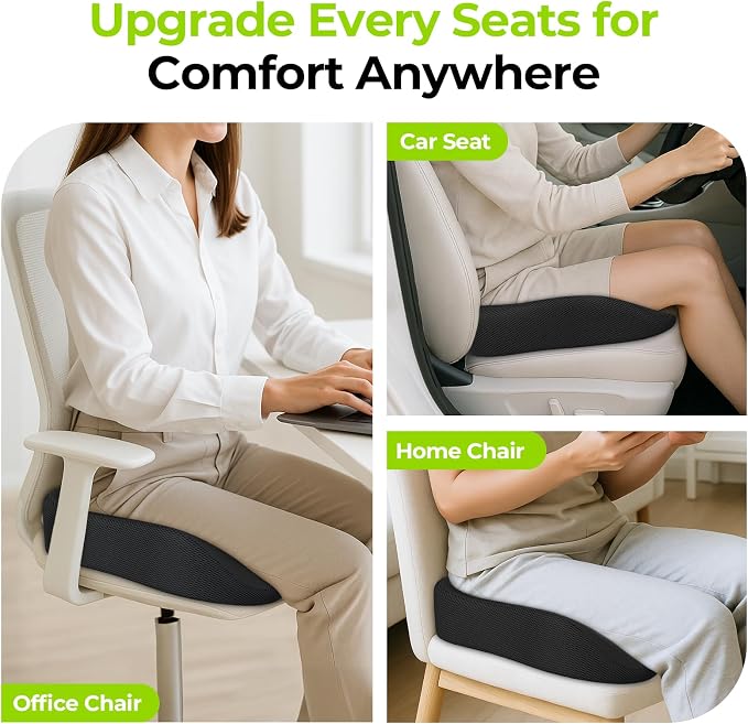 AUVON Ergonomic Donut Pillow Seat Cushion for Hemorrhoid & Back Pain Relief | Thick Memory Foam Chair Cushion with Firm Support for Tailbone, Sciatica, Pregnancy, Thigh Slope Design for Sitting Comfort - Image 9