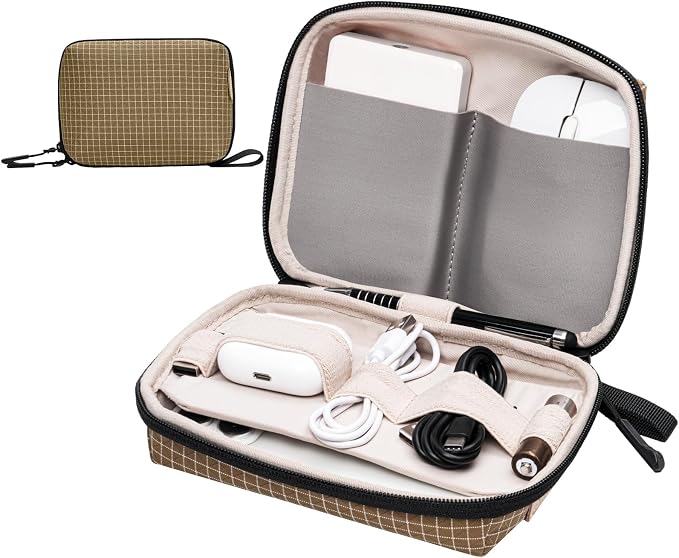 Electronics Organizer Cord Organizer Travel, Small Tech Bag for Cords, Chargers, Power Bank, Earbuds – Portable Cable Pouch for Office, Business Trip, Commute – Water & Scratch-Resistant by SIMTOP