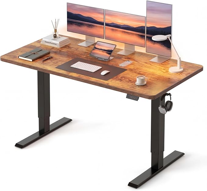 CubiCubi 55 x 24 Standing Desk, Height Adjustable Electric Computer Desk, Sit Stand up Home Office Workstations, Rustic Brown by CubiCubi