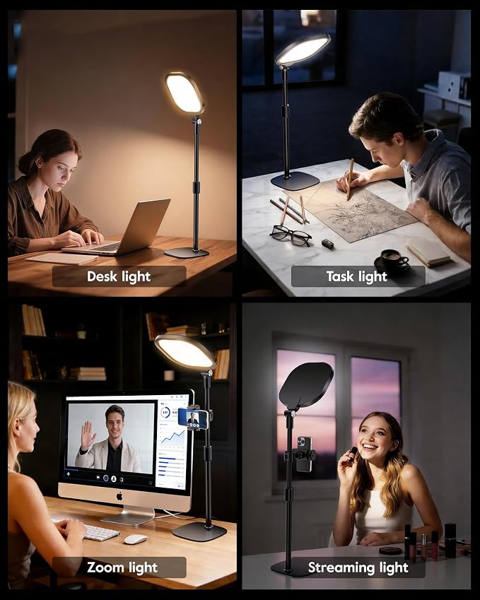 Video Conference Lighting for Zoom with Stand, 30 Modes, CRI>98 | Edge-lit Eye-care Full-screen Ring light, Dimmable with 360° Stand, Memory Func for Zoom, Video Calls, Live Streams, Webcam - Image 5