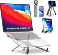 Portable Laptop Stand for Desk, 3-in-1 Adjustable Holder for MacBook, 8-Level Height & Angle, Aluminum Alloy Desktop Stand, Compatible with 4-13” iPhone, 10-16” Laptops & Tablets(Gray) by MAKECATCH