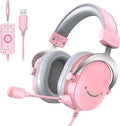 FIFINE USB Gaming Headset, PC Over-Ear Wired Streaming Headset with 3.5mm Jack, Detachable Microphone, 7.1 Surround Sound, Control Box, Passive Noise Cancellation, for PS5/Xbox/Switch-H9 Pink | Balanced Audio, 7.1 Surround Sound, Total 10ft Long Cable,... by FIFINE