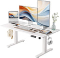 YIHAYO Low Height Adjustable Desk, Lifts 18.1-28.3 Inches, Electric Standing Desk for Short People, 48 x 24 Inches Computer Table with Splice Board for Home Office, White by YIHAYO