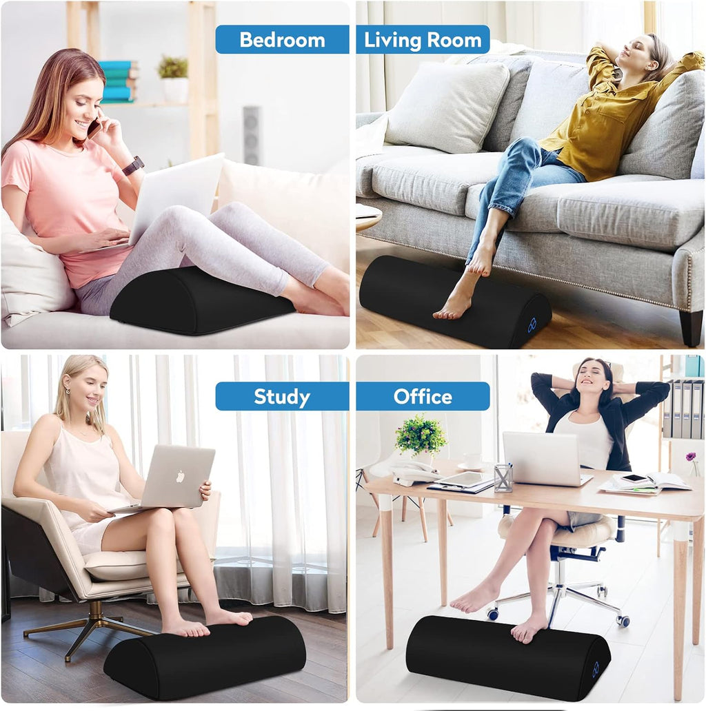 Foot Rest Ergonomic Pillow for Under Desk at Work, Black/X-Large - Image 6