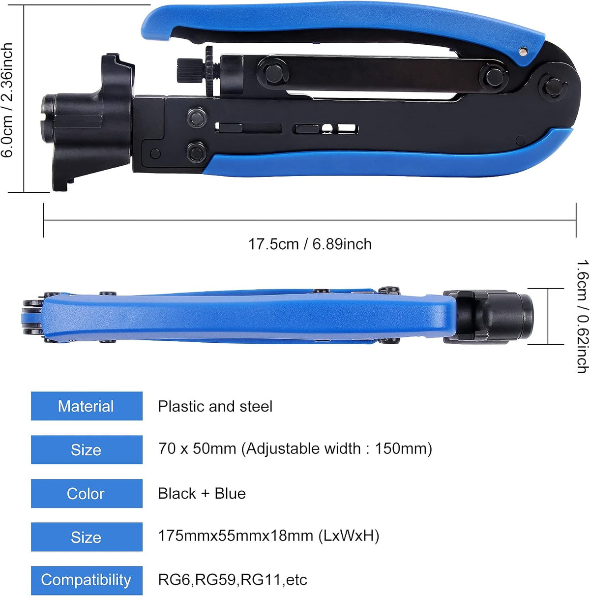 Knoweasy Coax Compression Tool Kit for RG6, RG59 and RG11 Connectors - Image 2