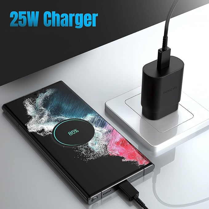 25W Type C Charger, 4-Pack Type C Fast Charging Block, with 6ft Cable Compatible Galaxy S25 S24 S23 S22 S21 S20 S10 S9/i Phone 17/16/15 - Image 2