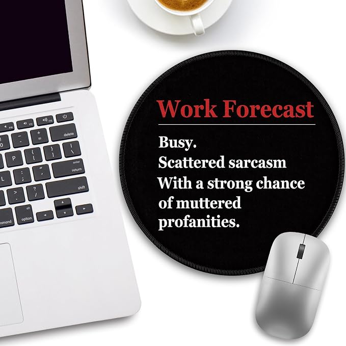 Funny Work Mouse Pad, Small Round Mousepad for Desk, Laptop | Mini Travel Wireless Mice Pad for Computer, Office Accessories, Coworker Gifts, 8.6 x 8.6 inch - Image 2