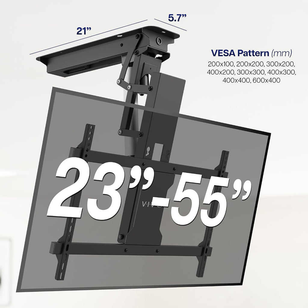 VIVO Black Electric Ceiling TV Mount for 23 to 55 in Screens, MOUNT-E-FD55 - Image 2