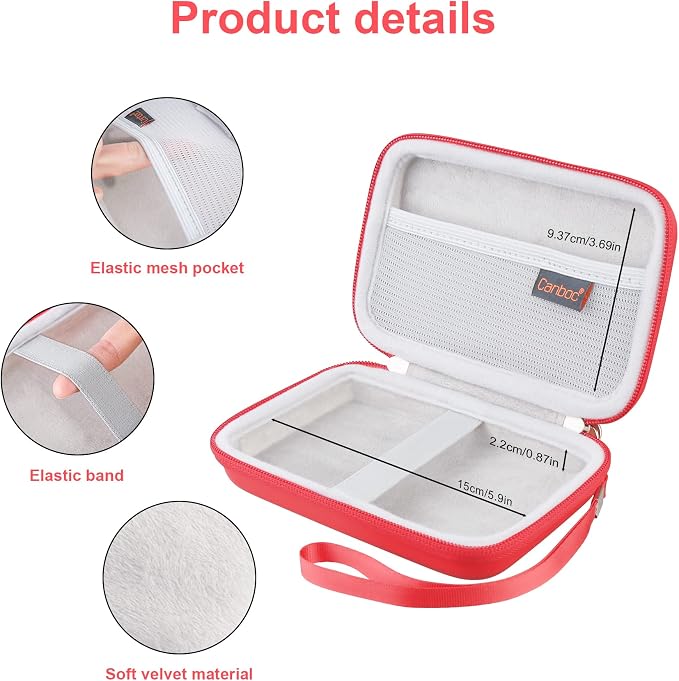 Canboc Carrying Case for MacBook Air Pro Charger MagSafe/MagSafe 2 Power Adapter, iPhone 16/16 Pro MagSafe Charger, USB C Hub, Type C Hub, USB Multiport Adapter, Hard Shockproof Bag, Red - Image 4