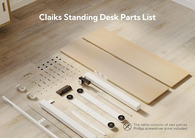 Claiks Electric Height Adjustable Standing Desk, 40x24 Inch, Nature | Smooth Height Adjustment, 3 Memory Presets, Cable Management Hub&Hook, Stable Steel Frame, 176lbs Capacity, Easy Assembly - Image 8