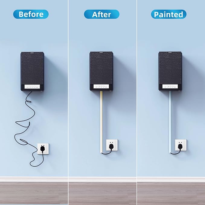 Yecaye 128in Mini Cord Hider, On-Wall Cord Cover, W0.5in H0.31in, Beige | Small Cord Covers for Wires on wall, Cable Management Hider for Single Wire - Image 5