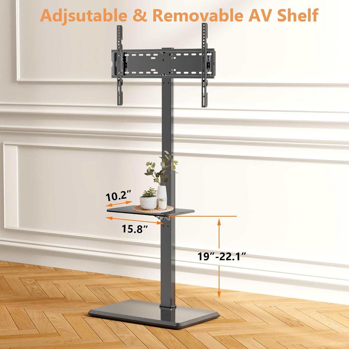 Floor TV Stand with Removable Media Shelf for 32-75 Inch TVs up to 110 lbs - Image 4