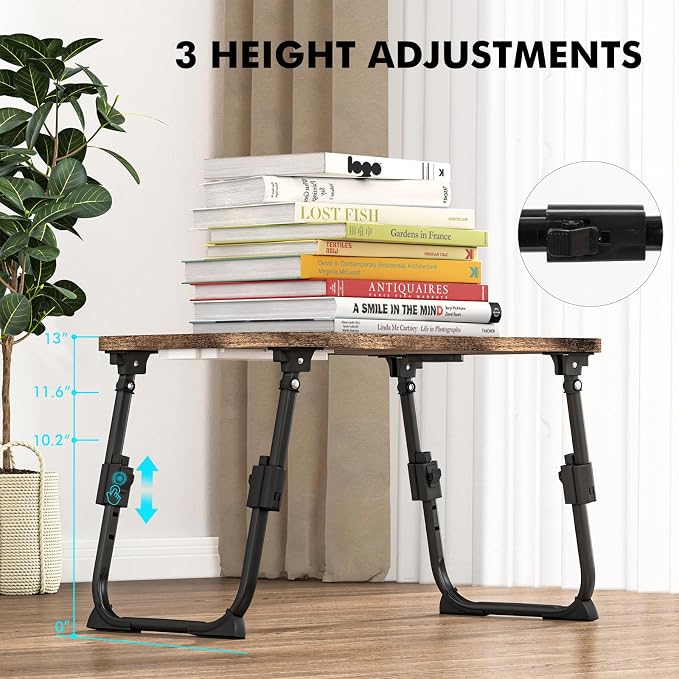 Lap Desk for Bed Adjustable Height, Foldable Bed Table with Storage Drawer, Tablet Slot & Cup Holder, Portable Laptop Stand for Bed & Sofa, Bed Desk for Adults & Kids, Carbonized - Image 2