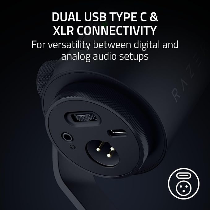Razer Seiren V3 Pro Microphone, Dynamic USB Type C & XLR Mic, Black | 32-bit Float Support, Built-in Audio DSP, AI Noise Removal, Shock Absorber & Pop Filter, Chroma RGB Lighting Ring, Streaming - Image 4