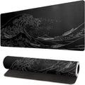 Brecoy Japanese Sea Wave Large Mouse Pad, Anime Black Gaming, Extended Kanagawa Mat Desk Pad, 3mm Thick Long Non-Slip Rubber Base Mice Pad, 31.5 X 11.8 Inch by Brecoy